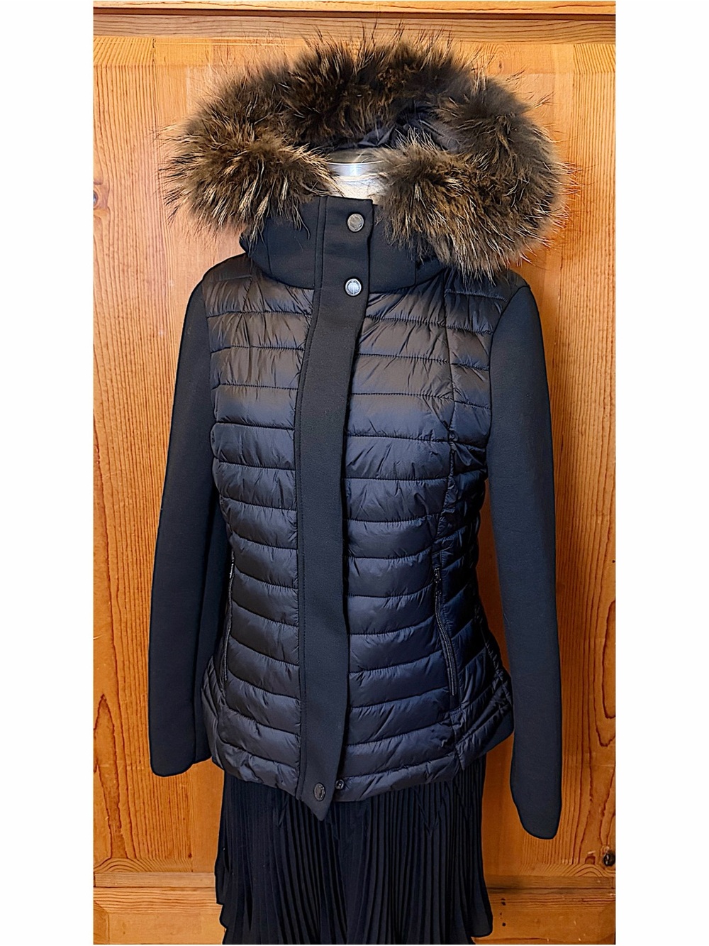 Riabella Quilted Genuine Racoon Trim Hood